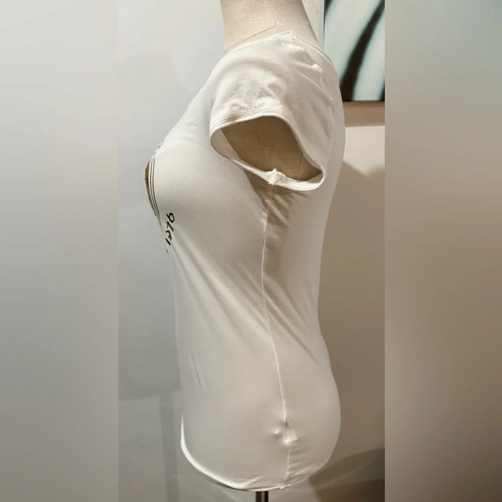 Bebe Women’s White Tee with Gold Accents - Picture 2 of 8